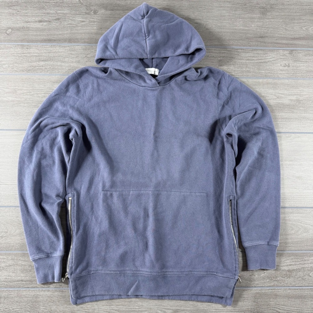 John Elliott Villain Hoodie Mens Size 3 Blue Purple Side Zip Pullover Sweatshirt